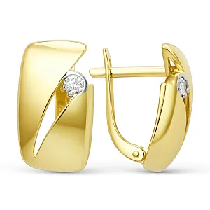 Серьги из желтого золота с фианитами