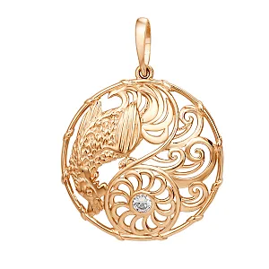 Подвеска из красного золота с фианитом