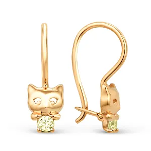 Серьги детские из красного золота