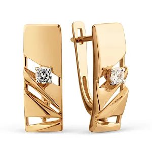 Серьги из красного золота с фианитами