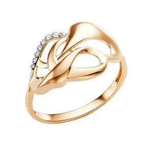 Кольцо из красного золота с фианитами