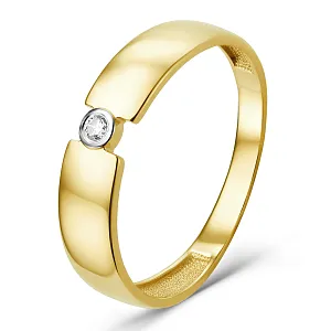 Кольцо из желтого золота с фианитом