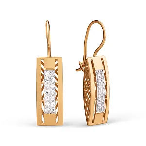 Серьги из красного золота с фианитами