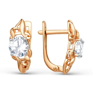 Серьги из красного золота с фианитами