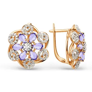 Серьги из красного золота с аметистами