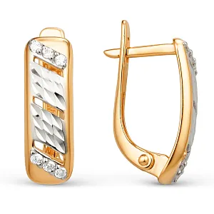 Серьги из красного золота с фианитами