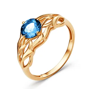 Кольцо из красного золота с лондон топазом