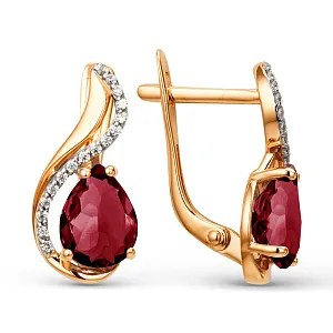 Серьги из красного золота с гранатами