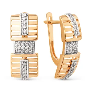 Серьги из красного золота с фианитами