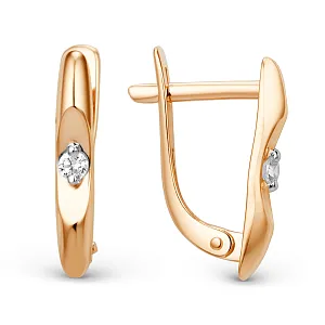 Серьги из красного золота с фианитами