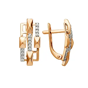 Серьги из красного золота с фианитами