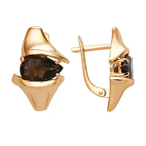 Серьги из красного золота с раухтопазами