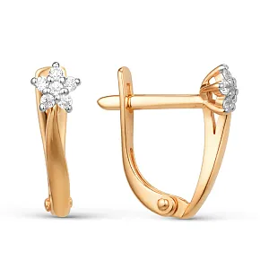 Серьги из красного золота с фианитами