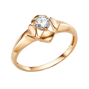 Кольцо из красного золота с фианитом