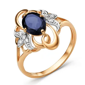 Кольцо из красного золота с корундом