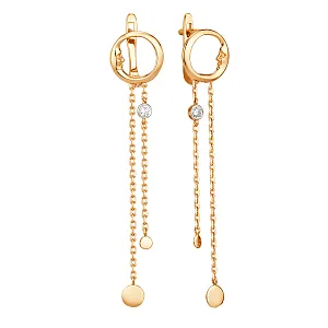 Серьги из красного золота с фианитами