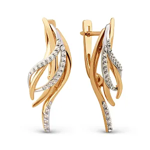 Серьги из красного золота с фианитами