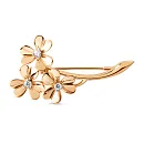 Брошь из красного золота с фианитами