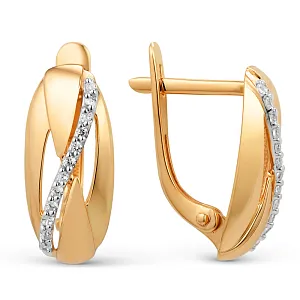 Серьги из красного золота с фианитами