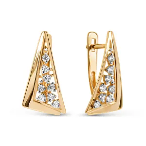 Серьги из красного золота с фианитами