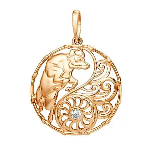 Подвеска из красного золота с фианитом