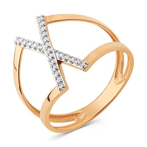 Кольцо из красного золота с фианитами