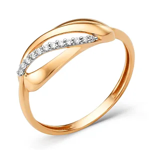 Кольцо из красного золота с фианитами