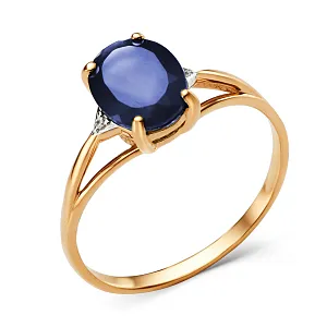 Кольцо из красного золота с корундом