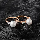 Кольцо из красного золота с жемчугом и фианитами