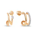 Серьги пусеты из красного золота с фианитами