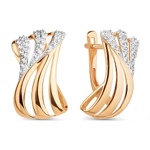 Серьги из красного золота с фианитами