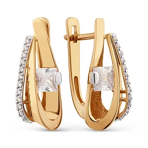 Серьги из красного золота с фианитами