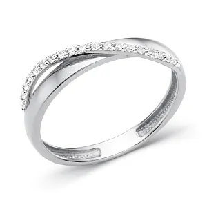 Кольцо из белого золота с фианитами