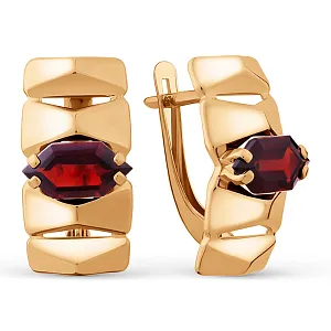Серьги из красного золота с гранатами