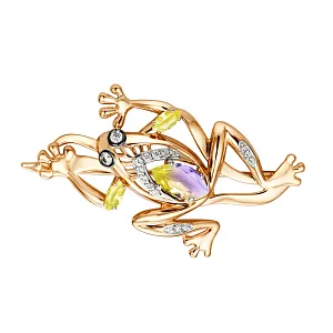 Брошь из красного золота с цитринами