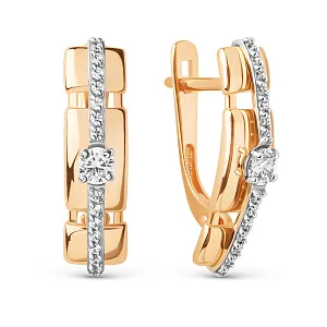 Серьги из красного золота с фианитами