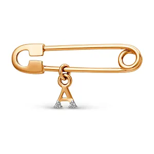 Булавка из красного золота с фианитами