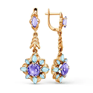 Серьги из красного золота с аметистами