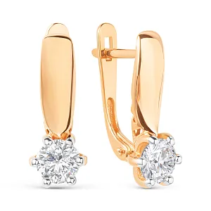 Серьги из красного золота с фианитами