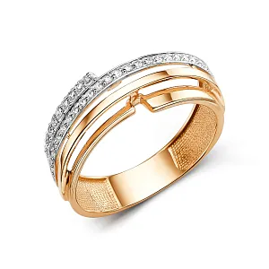 Кольцо из красного золота с фианитами