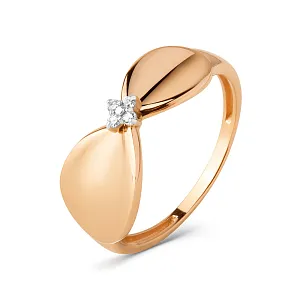 Кольцо из красного золота с фианитами