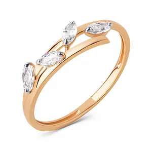 Кольцо из красного золота с фианитами