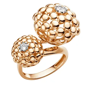 Кольцо из красного золота с фианитами