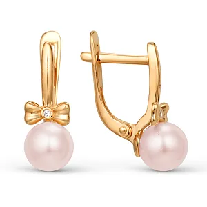 Серьги из красного золота с фианитами