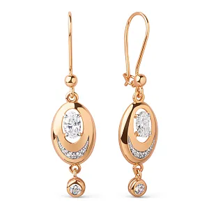 Серьги из красного золота с фианитами