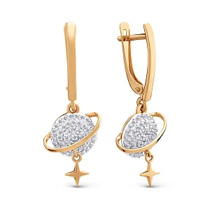 Серьги из красного золота с фианитами