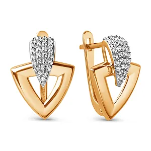 Серьги из красного золота с фианитами