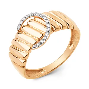 Кольцо из красного золота с фианитами