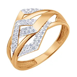 Кольцо из красного золота с фианитами