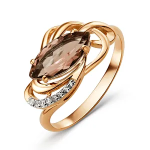 Кольцо из красного золота с раухтопазом